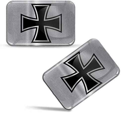 Biomar Labs® 2 x Aufkleber 3D Gel Silikon Iron Cross Eisernes Kreuz Silber Stickers Autoaufkleber Auto Motorrad Fahrrad Fenster Telefon Laptop PC Tablet Tür KS 192