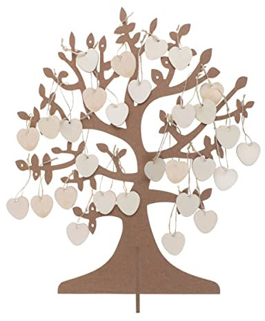 Santex Arbre à vœux en Bois avec 50 cœurs Mariage 48 x 40 cm