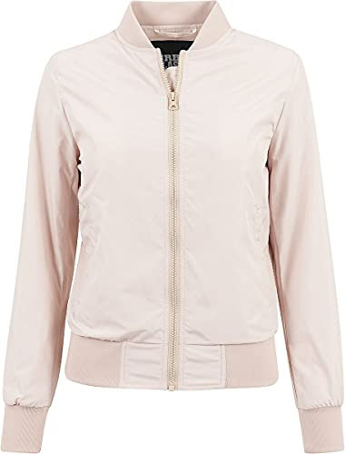 URBAN CLASSICS Giubbotto Bomber da Donna con Polsini a Coste, Giacca a Vento Leggera, Giubbottino Bomber a Maniche Lunghe con Cerniera e Tasche, Colore: Duskrose, Taglia: XL
