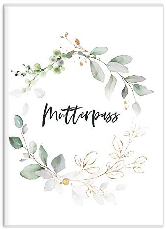 HIMMEL.HERZ.PAPIER® Mutterpasshülle - Mutterpass Schutzhülle - Hochwertige Mutterpass-hülle für deinen Mutterpass - Mütterpasshüllen - GrünGold