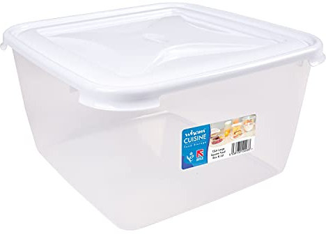 #11 Vorratsdose 15 Liter mit Deckel Frischhaltedose - Aufbewahrungsbox mit Deckel - lebensmittelecht - transparent mit weißem Deckel - quadratisch