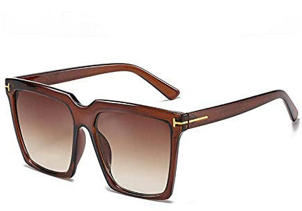 WQZYY&ASDCD Sonnenbrille Herren Damen Frauen Kunststoff Classic Big T Frame Square Männer Mode Brille Retro Brille Outdoor Uv400 Gafas-Brown