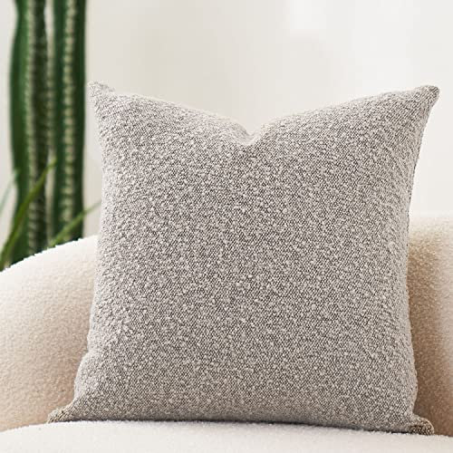 DOMVITUS Boucle Kissenbezüge, luxuriös, dekorative Kissen für Bett, Sofakissen für Wohnzimmer, Akzent-, Couchkissen, weicher Kissenbezug, Sandgrau, 50,8 x 50,8 cm, 1 Stück