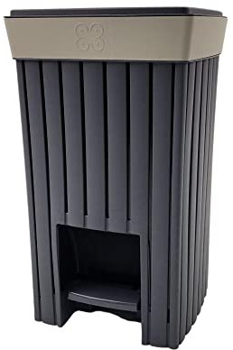 Ecoplast, Poubelle à pédale, durable et durable, pratique et stable, idéale pour salle de bain, plus de 70% de plastique recyclé, couleur anthracite, capacité 6 litres, fabriquée en Italie