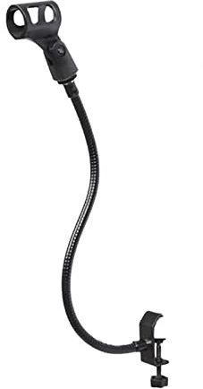 GeKLok Porte - Microphone, Porte - Microphone Podium, Porte - Microphone gooseneck réglable avec Clip de Fixation de Bureau pour podcasts, conférences, présentations(Noir)