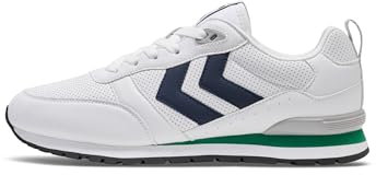 HUMMEL Unisex Monaco 86 Perforated Sneaker, White/Navy/Green, 42 EU