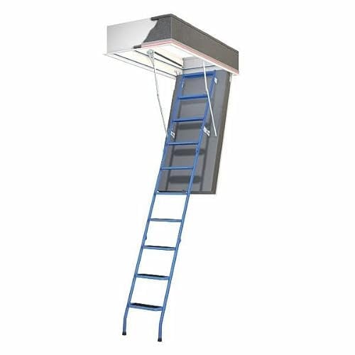 Wellhöfer 290000121 WSPH Bodentreppe mit Wärmeschutz, StahlBlau, Deckenöffnung 110cm x 70cm, Lichte Raumhöhe 237cm x 247cm