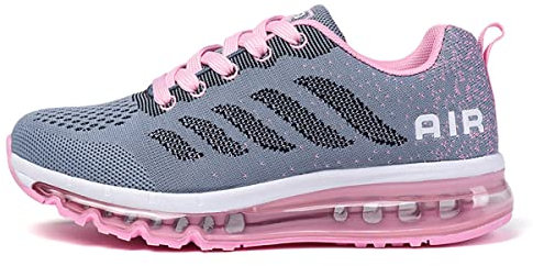 sotirsvs Uomo Donna Air Scarpe Running Sneakers da Ginnastica Corsa Casual da Fitness Scarpe da Tennis Jogging Sportive Grigio Rosa 37 EU
