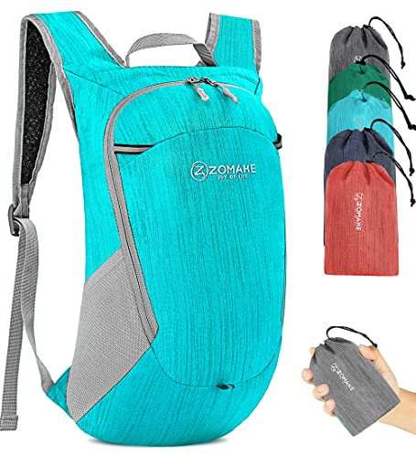 ZOMAKE Faltbarer Rucksack Kleiner 18L - Ultraleicht Rucksäcke Wasserdicht Wanderrucksack für Outdoor Wandern Klein Packable Backpack für Damen Herren Kid(Wasser blau)