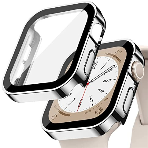 Impermeable Funda Compatible con Apple Watch Series 10/9/8/7 46mm 42mm 45mm 41mm con Protector Pantalla Vidrio Templado para iWatch Series 6/5/4/SE 44MM 40MM Estuche rígido Protective Case [HD]