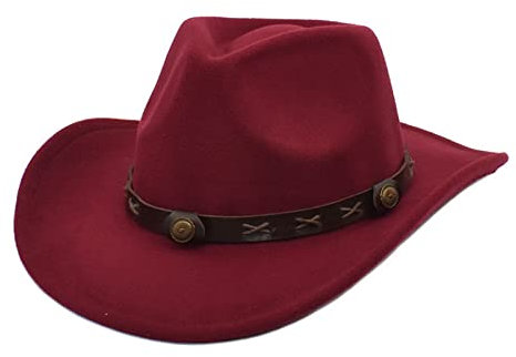 Faringoto Cowboyhut Herren Cowgirl Hut Filzhut Fedoras Hüte für Damen, wein, Einheitsgröße