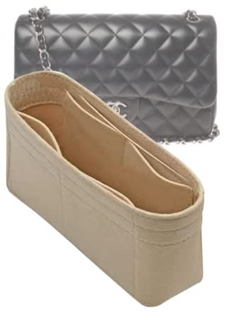 Handtaschen-Organizer-Einsatz für Chanel-Tascheneinsatz, Organizer, klassische Klappe, mittlere Tasche, Filz-Organizer 2009, beige-M