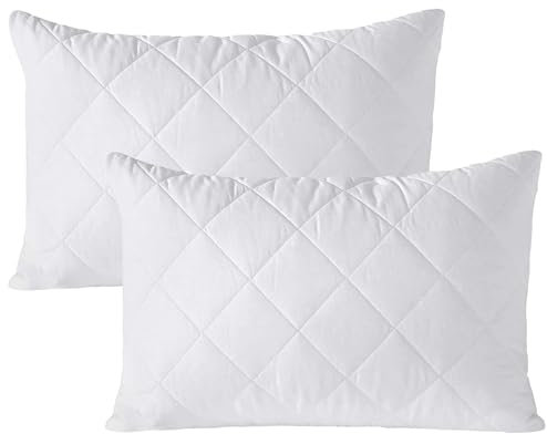 EDS Protectores de Almohada Pack de 2 – Acolchados y con Cremallera, Anti-alérgicos, Suaves y cómodas Fundas de Almohada de Microfibra, Transpirables Protectores de Almohada