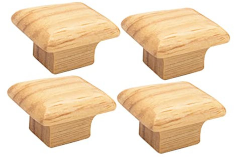 WOONEKY 4pcs Drawer Wooden Handle Tool Drawer Cabinet Door Knobs Dresser Handles Rustic Cabinet Knobs Dressing Table Knob Wooden Door Handles Square Drawer Handle Single Hole Door Knobs