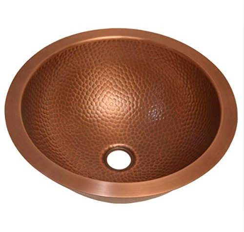 Casa Moro WASCHBECKEN Amina Kupfer Ø35,5cm rund Hammerschlag Optik Messing EINBAUWASCHBECKEN WASCHTISCH WASCHSCHALE BECKEN für Badezimmer CMDM06