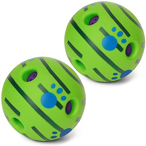 Yifugad Interactive Giggle Ball for Dog Squeaky Toy Keep Your Dog Happy All Day, Ball Toys for Large, Medium and Small Pet Cat Relieve Anxiety and Boredom (14cm, Green 2Pack)