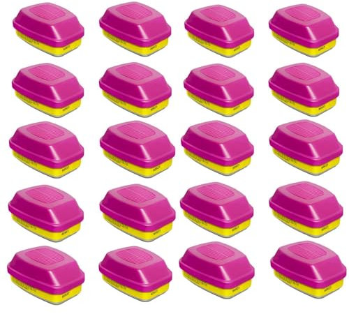 60923 Atemschutzpatronen, Atemschutzfilter gegen organische Dämpfe, Säuregase, Partikel verwendet mit Atemschutzmasken der Serie 6000, 7000 (10 Paar Filter)