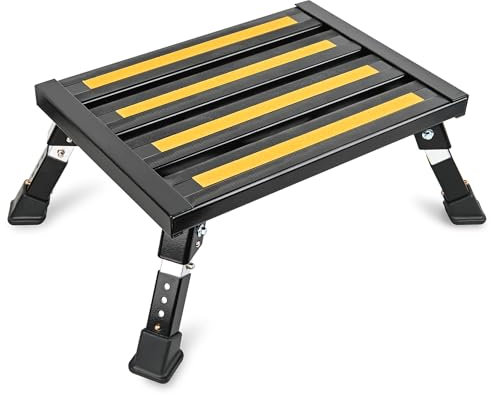 Nilight Gradino regolabile in altezza per camper, sgabello pieghevole in alluminio (41,9 x 31,8 cm)