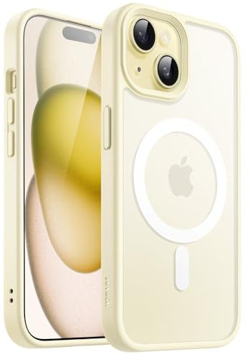 JETech Magnetic Case for iPhone 15 6.1-Inch Compatible with MagSafe, Translucent Matte Back Slim Shockproof Phone Cover (Yellow)