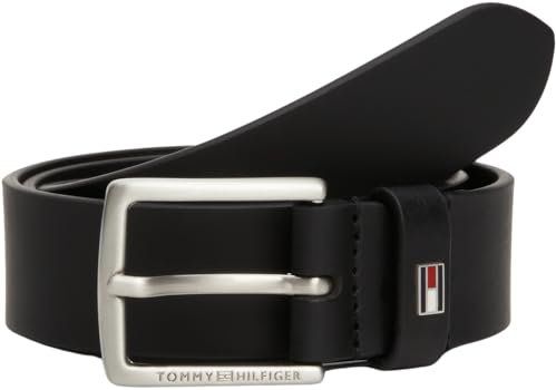 Tommy Hilfiger Kinder Unisex Gürtel Kids Leather Belt aus Leder, Schwarz (Black), L-XL
