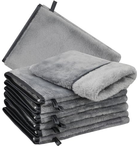 GRBAIN Gants de Toilette Microfibre Coton Gant Toilette Microfibre Gant de Toilette Bebe Gant Microfibre Serviette Microfibre Visage Gant Douche Gant de Toilette Enfant Gants Toilette Gris 8 Pièces