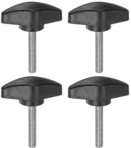 sourcing map 4pcs Tee Wing Knobs Thumb Screws M5 x 30mm Standard Male Thread Plastic T Knobs Handles Hand Clamping Thumbscrew, Black