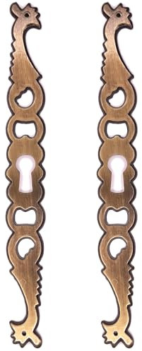 cyclingcolors 2x Entrée de coq main droite en zamak finition laiton vieilli hauteur 145mm entraxe 130mm Rustique Serrure Ancien Décoration Vintage Meuble