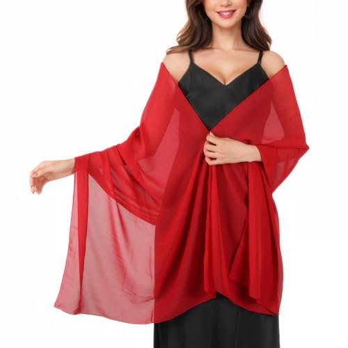 Lamca Damen Sheer Chiffon Tücher und Wraps - Elegante Einfarbig Umschlagtuch Schal - Sommer Leicht Schultertuch Stola für Abendkleid, Hochzeit, Alltag