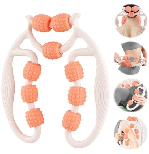 Taozoey Massage Roller, Massageroller, Massagerolle Bein Roller, Beinmassagegerät Cellulite Deep Tissue Massage Arm, Massagerolle Bein, Massagerolle mit Griff Bein, Massagerolle (Orange9)
