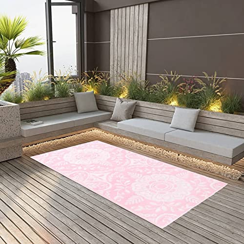 Iiaky Tappeto da Esterni Rosa 190x290 cm in PP,Tappeto per Esterno Balcone Terrazza Tappeto Cucina