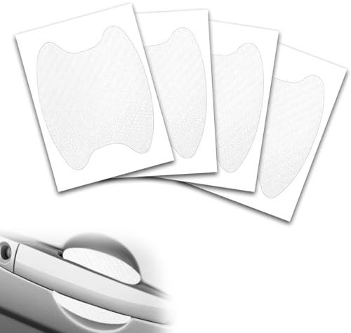 EIYVPRA Set de 4 Pegatina para Puerta de vehículo contra arañazos Fibra de carbon, Juego de protectores de pintura para manijas de puerta de coche, gran protección contra arañazos (Blanco)