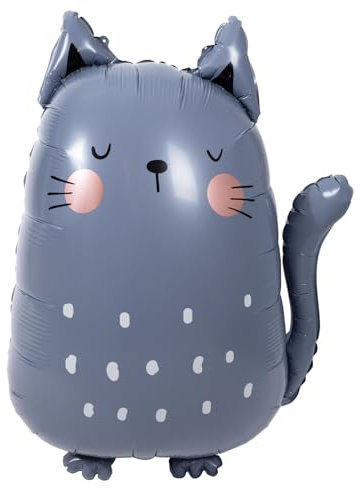 Folat 28585 Luftballon - Form - Katze - 49 x 69 cm - Party Deko Kindergeburtstag, Tiere, Tierthema - Folienballon zum Befüllen mit Helium