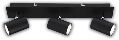 BRILONER - EEK A LED Deckenlampe schwenkbar, 3000K warmweiß, je 2W, je 450 Lumen, ca. 50.000h Licht, Deckenleuchte, Deckenstrahler, Wohnzimmerlampe, Schlafzimmerlampe, Küchenlampe, 45 cm, Schwarz