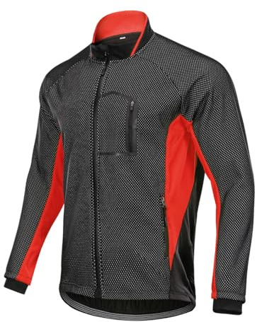SMTSEC Fahrradjacke Damen Herren Winter Wasserdicht Atmungsaktiv MTB Jacke Thermo Laufjacke Damen Winter Winddichte Reflektierend Radjacke Fahrrad Jacken Für Radfahren Joggen Wandern,Red-L