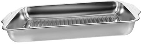 KONTONTY plato de pescado a la parrilla bandeja rectangular bandejas para asar para cocinar plato de comida para banquete bandeja de hornear placa de la plancha Acero inoxidable Silver
