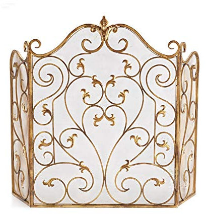 TAIYUESHAN Funkenschutz Messing Kaminschirm Haus und Herd 3 Panel Kaminschirm Metall Kaminschirm Schmiedeeisen Kaminschirm Babysicherer Kaminzaun Ehe