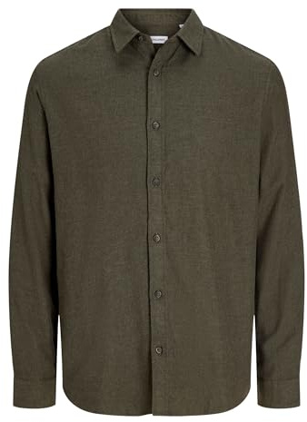 JACK & JONES Male Flanellhemd Comfort Fit Flanellhemd | Bio-Baumwolle | nachhaltige Materialauswahl | Normal Fit | Knopfleiste | Einfarbig | atmungsaktiv | Casual-Style