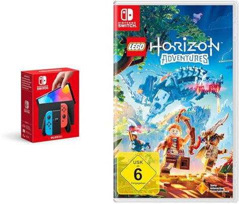 Nintendo Switch-Konsole (OLED-Modell) Neon-Rot/Neon-Blau & LEGO Horizon Adventures (Switch)