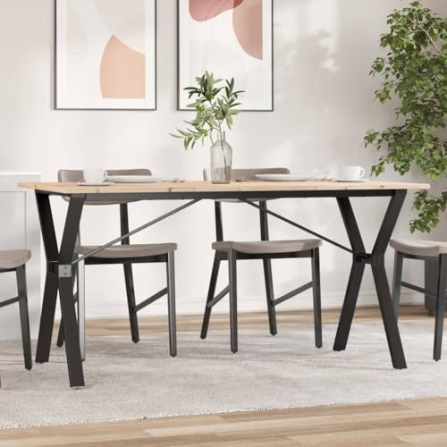 Xichuzi Mesa de Comedor Marco Y Madera Maciza Pino y Hierro 140x80x75cm, Mesa Cocina, Mesa Salon Comedor, Mueble Comedor, Mesa Auxiliares, Mesita Comedor, Mesa Multifuncional - 3282720