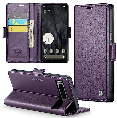 Rerzoiro Handyhülle für Google Pixel 8 Pro Hülle, Premium PU Lederhülle Klappbar Flip Case [RFID Blocker] Tasche Magnet Kartenfach Klapphülle Schutzhülle für Google 8 Pro, Lila