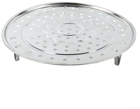 Yhenlovtt Griglia rotonda per arrosto, in acciaio inox, multiuso, supporto per friggitrice ad aria, vapore, forni a microonde (20 cm)