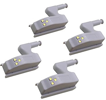 HOMSFOU 4er Set LED Hinge Lampen Für Schranktüren Warmweißes Licht Für Küchenschränke Und Kleiderschränke Energieeffiziente Schrankbeleuchtung Ohne Batterie Ideal Für öbel Und