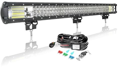 AUXTINGS Barra LED 86 cm 468 W con cablaggio strobo Rampa LED impermeabile bar a LED 12 V 24 V proiettore LED a lungo raggio luci faro di lavoro LED per veicoli 4 x 4 auto camion trattore Quad