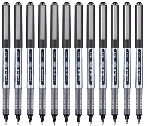 uni-ball Eye Micro Rollerball Pens, 0.5 mm, Black (12-Pack) | Smooth Liquid Ink Flow, Comfortable Grip, Fade Resistant, Ideal for School & Office
