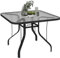Outsunny Table de Jardin pour 4 Personnes avec Trou de Parapluie Ø54 mm, Table de Salle à Manger en métal et Verre trempé, pour Patio, terrasse, Balcon et extérieur, 96.5x96.5x70 cm, Noir