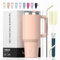 WATERSY 20oz Kaffeebecher to Go Thermobecher Doppelwandiger Edelstahl Vakuum Auslaufsicher Trinkbecher mit Griff und Strohhalm Thermoskanne Pink