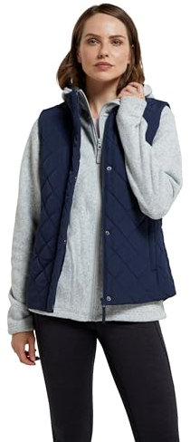 Mountain Warehouse Braila Womens Quilted Padded Gilet - Microfibre insulation, Side Pockets & Lightweight - Spring, Travelling, Hiking & Outdoors Navy Women's Size 6