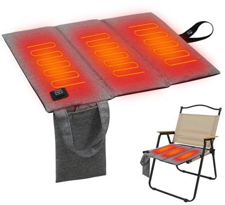 Tragbares Stadion Beheiztes Sitzkissen, 44x40cm Faltbares USB Heizsitzkissen, 3 Einstellbare Temperatur, Elektrisch Heizkissen Rücken für Outdoor Bleicher, Camping (Enthält Keine Powerbank)