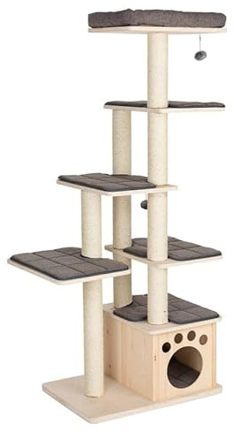 Modern Living Kratzbaum La Tour für Katzen | Massive Bodenplatte | viele Ebenen | mit Häuschen und Kuschelbett |Höhe: 170cm