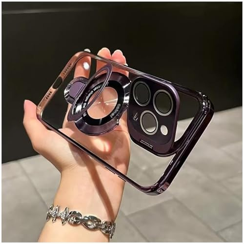 Bpoeee Double Stand Case Cover for iPhone 16 15 14 13 Pro Max Case Invisible Stand, Compatible for MagSafe (14 Pro,Purple)